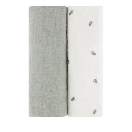 Ely's & Co. Cotton Muslin Swaddle Blanket 2 Pack, Color: Sage pear