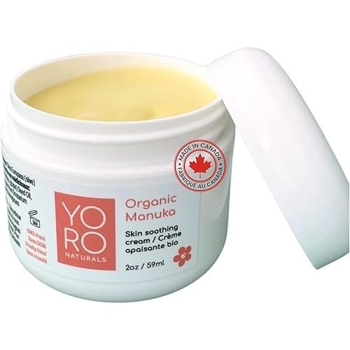 Organic Manuka Skin Soothing Cream for Sensitive Dry Skin, Original Formula, Made in USA, Honey Eczema Relief, Natural Psoriasis Moisturizer & Dyshidrotic Eczema Balm for Face and Body (2 OZ)