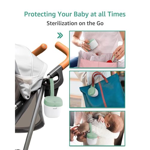 GROWNSY Pacifier Sanitizer Portable, UV Light Sanitizer on The Go, USB Charging Sanitizer Box, Pacifier Sanitizing 99.99% Sanitized in 59 Seconds - Green