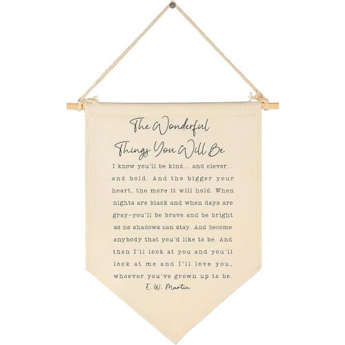 The Wonderful Things You Will Be-Flag Sign Gifts for Baby Newborn Boys Girls Kids-Banner Wall Decor Gifts for Nursery Bedroom Playroom Front Door-Baby Gift Shower-New Home Christmas Gift