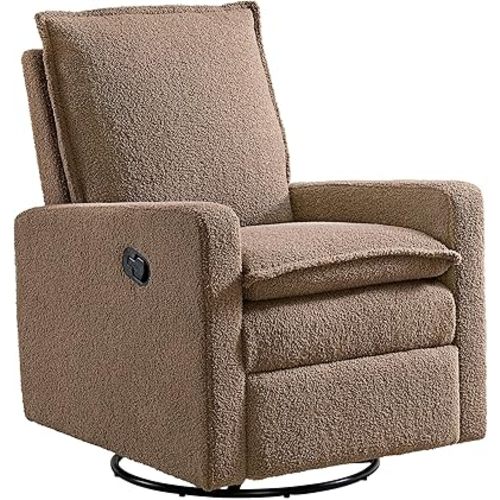 Oxford Baby Uptown Upholstered Swivel Glider and Recliner Nursery Chair - Teddy Brown