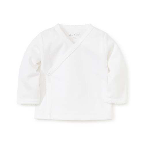 White Pointelle Long Sleeve Cross Tee