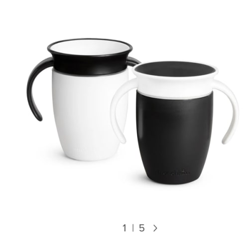Miracle® 360° Trainer Cup, Limited Edition Black & White, 7oz, 2pk | Munchkin