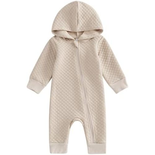 BemeyourBBs Newborn Baby Boy Girl Fall Winter Clothes Zipper Hooded Romper Cute Long Sleeve Jumpsuit Warm One Piece Outfit