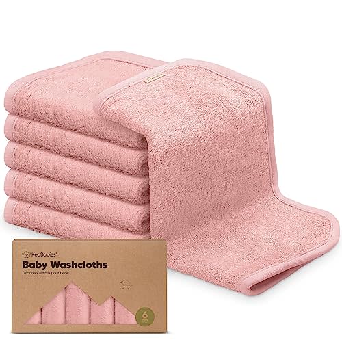 6-Pack Baby Washcloths - Soft Viscose Derived from Bamboo Washcloth, Baby Wash Cloths, Baby Wash Cloth for Newborn, Kids, Bath Baby Towels, Face Towel, Face Cloths for Washing Face(Rosy)