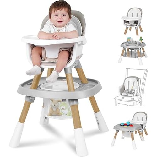 Baby High Chair, 15 in 1 Convertible High Chairs for Babies and Toddlers, Easy Clean High Chair for Baby, Baby Feeding Chair for 6-72 Months(Grey)
