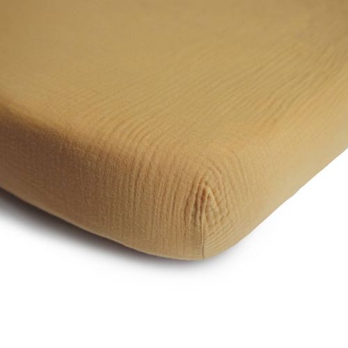 Mushie Extra Soft Muslin Crib Fitted Sheet - Fall Yellow