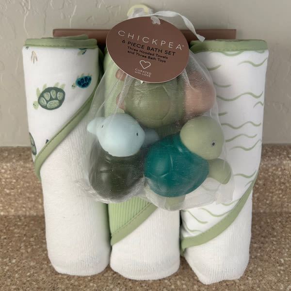 Chick Pea Baby Towel Set Hooded Towels & Bath Toys Newborn Gift Set