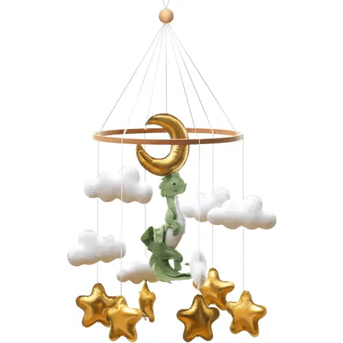 Wenqik Baby Crib Mobile for Nursery Green Leaf Dragon Mobile Crib Forest Green Forest Baby Shower Gift for Boys and Girls(Dragon)