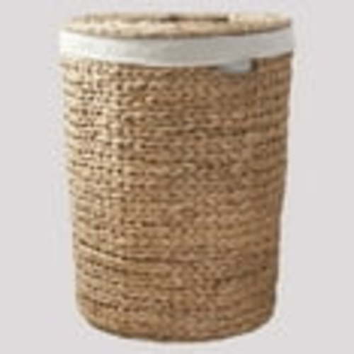 Ludmilla Round Tall Water Hyacinth Woven Wicker Laundry Hamper with Lid 18" x 18" x 23" Natural Brown