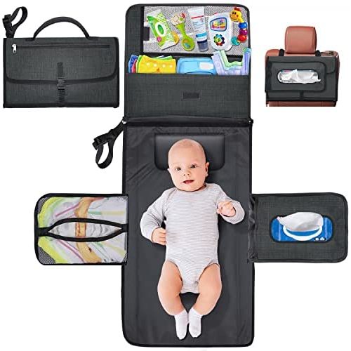 Gimars Portable Baby Changing Pad, 27.5*14 inchs Travel Diaper Changing Pad ,Waterproof & Easily Cleanable Detachable Portable Diaper Changing Mat Kit, Baby Shower Gifts, Newborns Essentials
