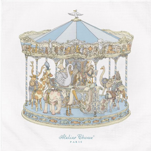 Blue Atelier Choux Paris Baby Organic Cotton Carousel Swaddle Blanket