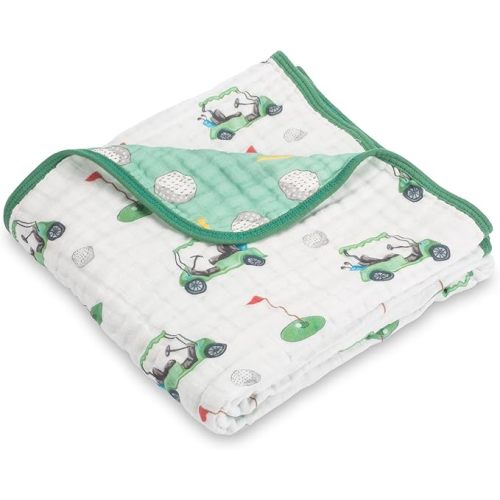 Muslin Baby Blanket 100% Cotton, Muslin Quilt Lightweight, Toddler Blanket for Boys and Girls, 6 Layers Baby Blanket 47"x 47", Soft Nursery Receiving Blankets Baby Essentials (Golf Print)