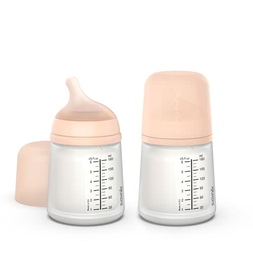 Suavinex Zero Zero Anti Colic Baby Bottle, No 1 Spanish Baby Bottle Brand, Minimizes Bottle Rejection & Nipple Confusion, Perfect for Breastfeeding Babies, Adaptable Flow, 2 Pk 6 oz, Fair