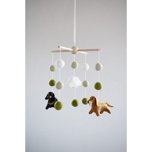 Handmade Dachshund Baby Mobile: Wool Felt Nursery Decor