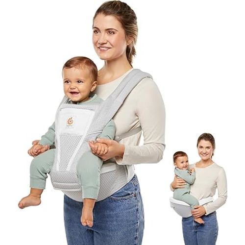 Ergobaby Alta Hip Seat All-Position Breathable Mesh Hip Seat & Carrier, Pearl Grey