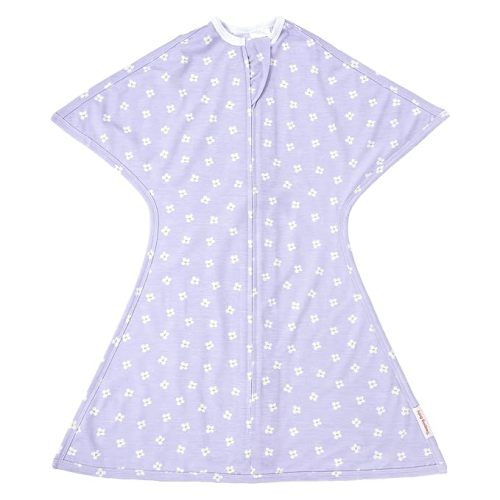 SleepingBaby Zipadee-Zip Transition Swaddle - Cozy Baby Swaddle Blanket with Zipper Convenience - Roomy Wearable Blanket for Easy Diaper Changes - Paperwhite Flowers, Small (4-8 Month)