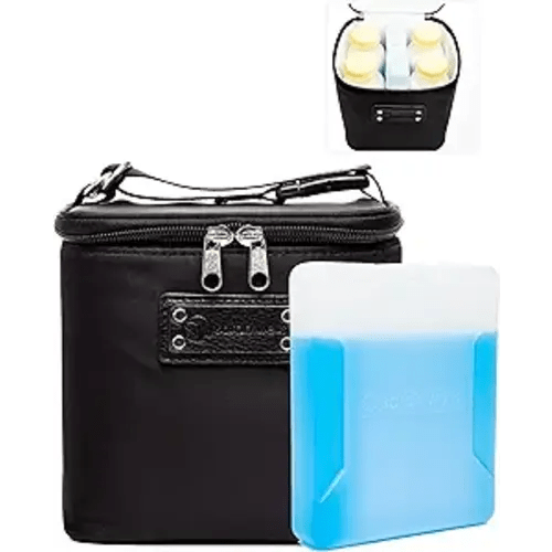 Sarah Wells Cold Gold Breastmilk Cooler Bag with Safety Tested Ice Pack – Insulated Milk Storage for Work, Travel & Daycare – Fits Bottles & Pump Parts – Durable, Washable (Black)