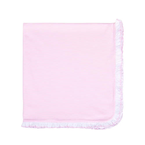 Mini Stripes Ruffle Receiving Blanket - Pink