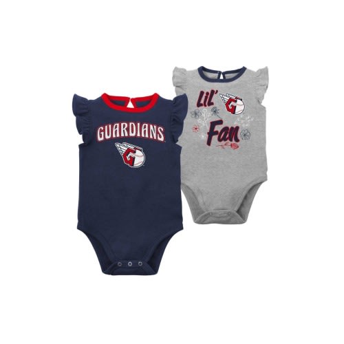 Infant Navy/Heather Gray Cleveland Guardians Little Fan Two-Pack Bodysuit Set, 12 M