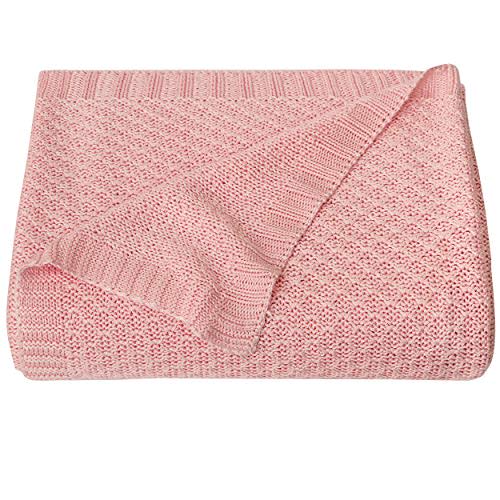NTBAY Cooling Baby Blanket - Cable Knit Toddler Blanket - Rayon Derived from Bamboo, Soft and Breathable 30x40 Blanket, 30x40 Inches, Pink