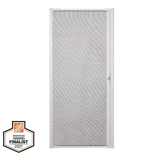 36 in. x 80 in. LuminAire White Retractable Screen Door