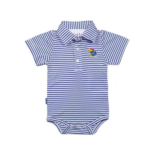 Kansas Jayhawks ROYAL Baby Carson Striped Polo Romper - 91971142