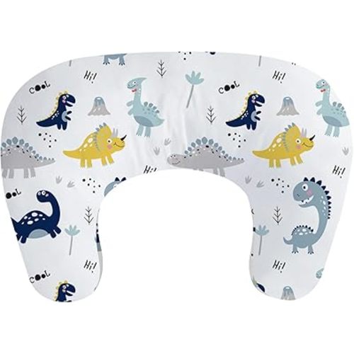 Little Grape Land New Nursing Pillow for Breastfeeding, Larger Breast Feeding Pillow and Positioner with Removable Cover for More Support, Tummy Time and Bottle Feeding Support Pillow, Dinosaur