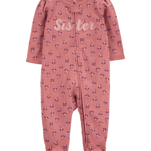 Pink Baby Little Sister 2-Way Zip Cotton Sleeper | Carter’s Oshkosh Canada