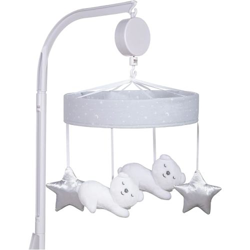 Sammy & Lou Bearly Dreaming Baby Crib Mobile with Music, Crib Mobile Arm Fits Standard Crib Rail