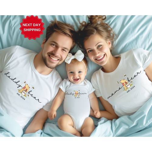 Custom Est Mama Bear Papa Bear and Baby Bear Shirt, Family Bear Matching Shirt, Cute Baby Bear Shirt, Baby Shower Shirts for New Mom and Dad