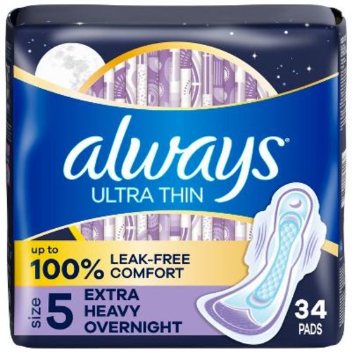 Always Ultra Thin Extra Heavy Overnight Pads - Size 5 - 34ct