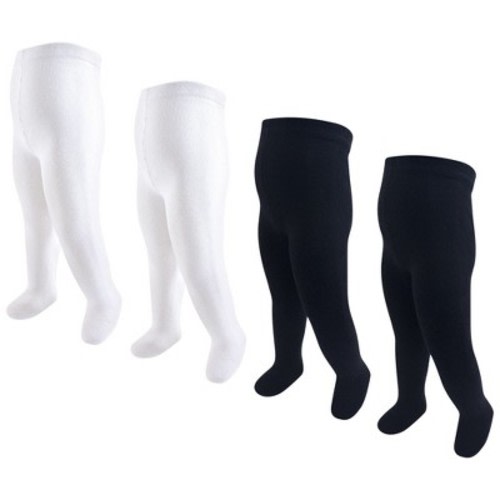 Touched by Nature Baby Girl Organic Cotton Tights, Black White, 0-9 Months
