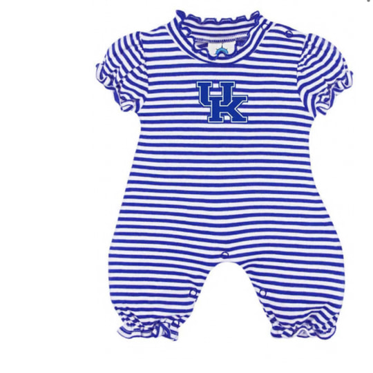 Kentucky Wildcats ROYAL Baby Striped Puff Sleeve Romper - 35010450