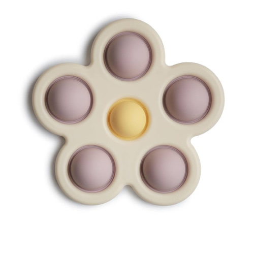 mushie Flower Press Toy (Soft Lilac/Daffodil/Ivory)
