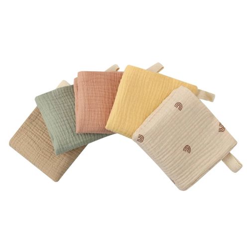HeroNeo 23x23cm Muslin Baby Washcloths with Strong Absorbent 5 Colors Face Towels