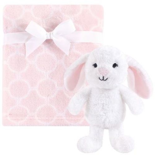 Hudson Baby Infant Girl Plush Blanket With Toy, Snuggly Bunny, One Size