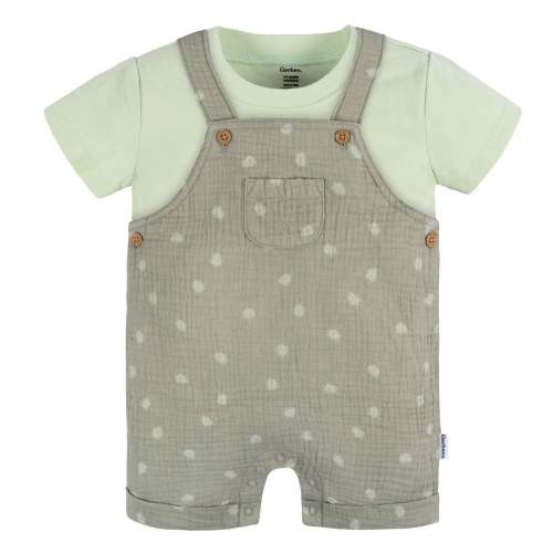 2-Piece Baby Neutral Palms Cotton Gauze Overall Romper and T-Shirt Set
