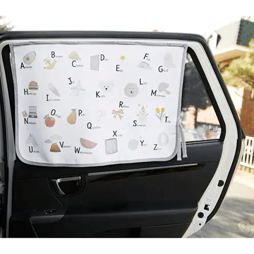 Magnet Car Sun Shade Curtain for Side Window for Baby Kids Children - Sunshade Protector Sun Blocker Blind (Be-Pastel Alphabet)