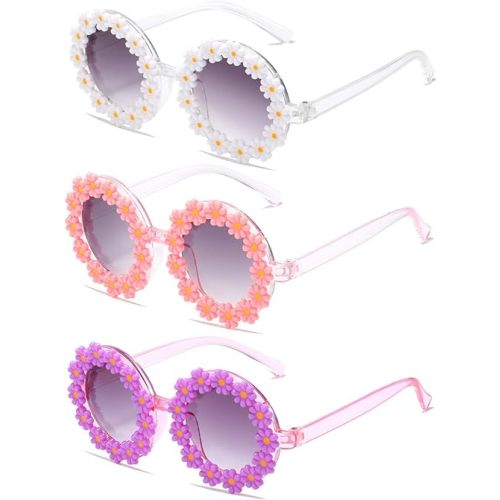 WZWLKJ Round Flower Sunglasses for Baby Girls Flower Shaped Cute Glasses UV 400 Protection Outdoor Beach Girl Boy