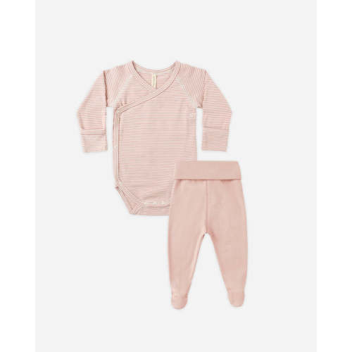 Side Snap Bodysuit + Pant Set || Rose Micro Stripe – Quincy Mae