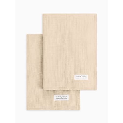 Colored Organics Baby 2 Pack Organic Cotton Burp Cloths Set - Clay Muslin