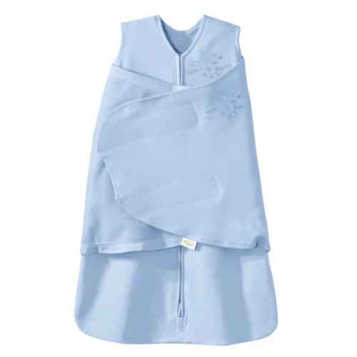 HALO 100% Cotton Sleepsack Swaddle, 3-Way Adjustable Wearable Blanket, TOG 1.5, Baby Blue, Newborn, 0-3 Months