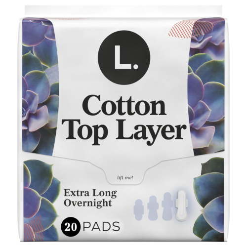 L. Chlorine Free Maxi Extra Long Overnight Pads with Wings, 20 Count HSA/FSA Eligible
