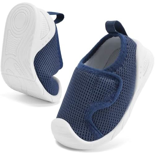 STQ KIDS Baby Boys Girls First Walking Shoes Wide Toe Box Infant Sneakers Lightweight Breathable Slip On Barefoot Shoes