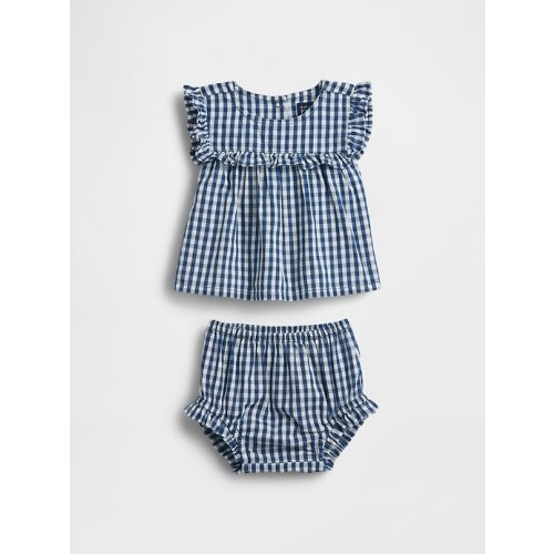 Baby Gingham Denim Ruffle Outfit Set