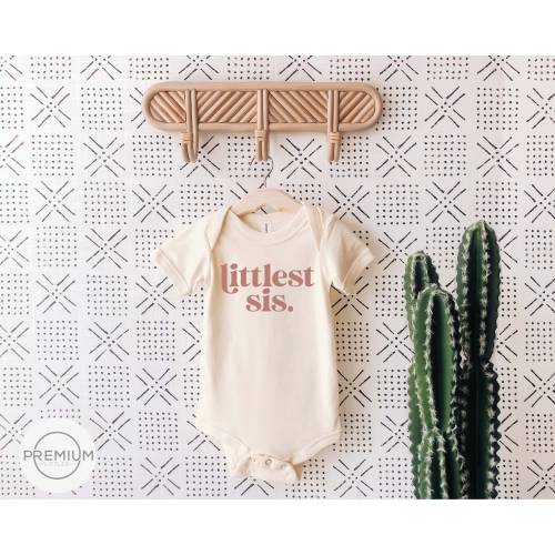 Littlest Sis Onesie®- Little Sister Bodysuit - Retro Boho Pregnancy Announcement - Natural Onesie® or Shirt