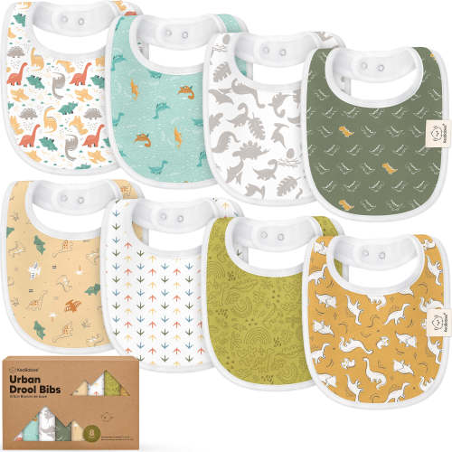 8-Pack Urban Drool Bibs - Mesozoic