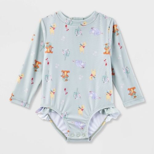 Baby Girls' Winnie The Pooh One Piece Swimsuit - Light Green 12m