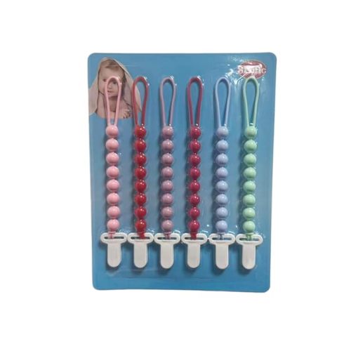 4-Pack Silicone Pacifier Clips with One-Piece Beads for Baby Boys and Girls - Flexible and Rust-Free Holders for Teething Relief and Baby Essentials, Safe for Newborns (Grey)